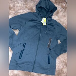 NWT All in Motion Blue Full-Zip Athletic Hoodie Medium, Mesh lining, lightweight